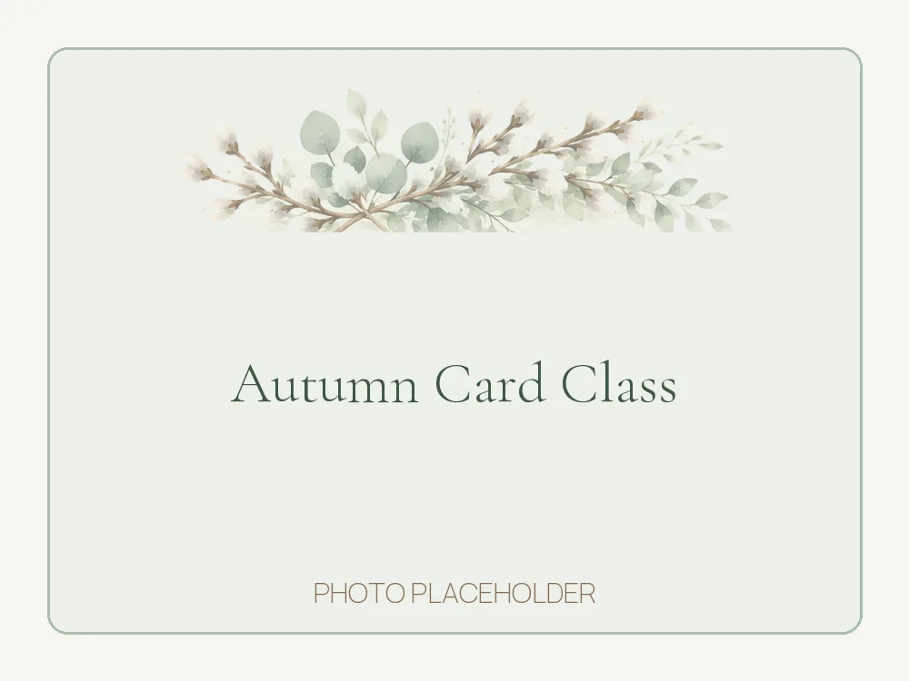 Four handmade autumn cards in warm rust and sage tones laid out on a table