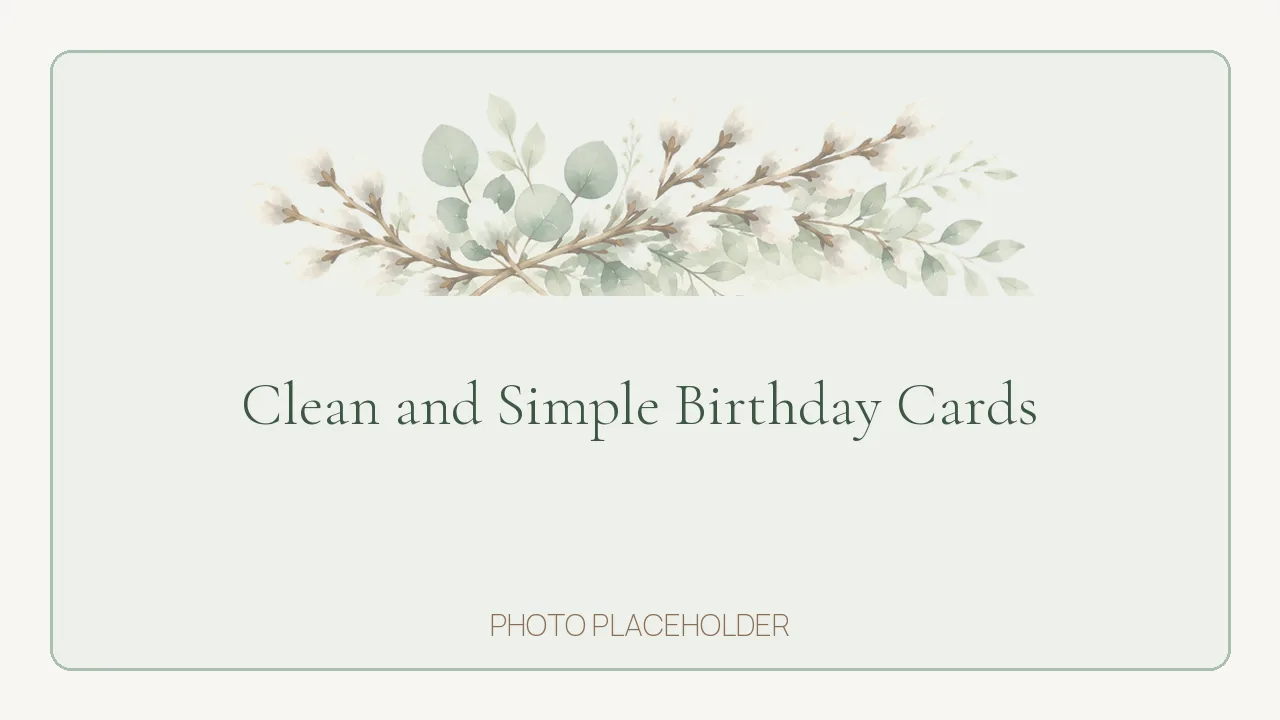 Four clean and simple handmade birthday cards with a single stamped focal image and generous white space