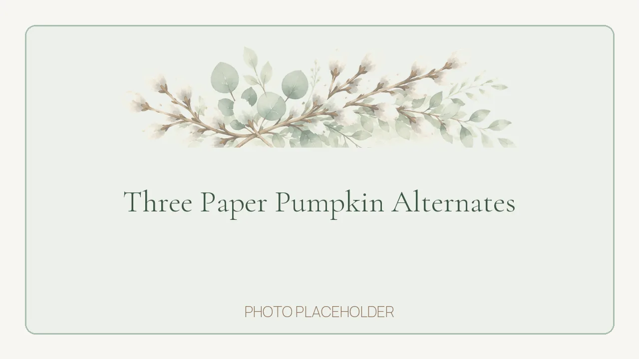 Three alternate Paper Pumpkin projects — note cards, gift tags and a small treat box — arranged on cream linen